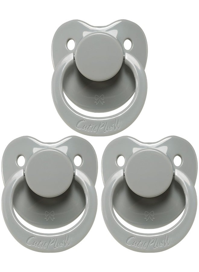 CutiePlusU Adult Sized Pacifier Large Shield Gray 3 Pack - Image 1